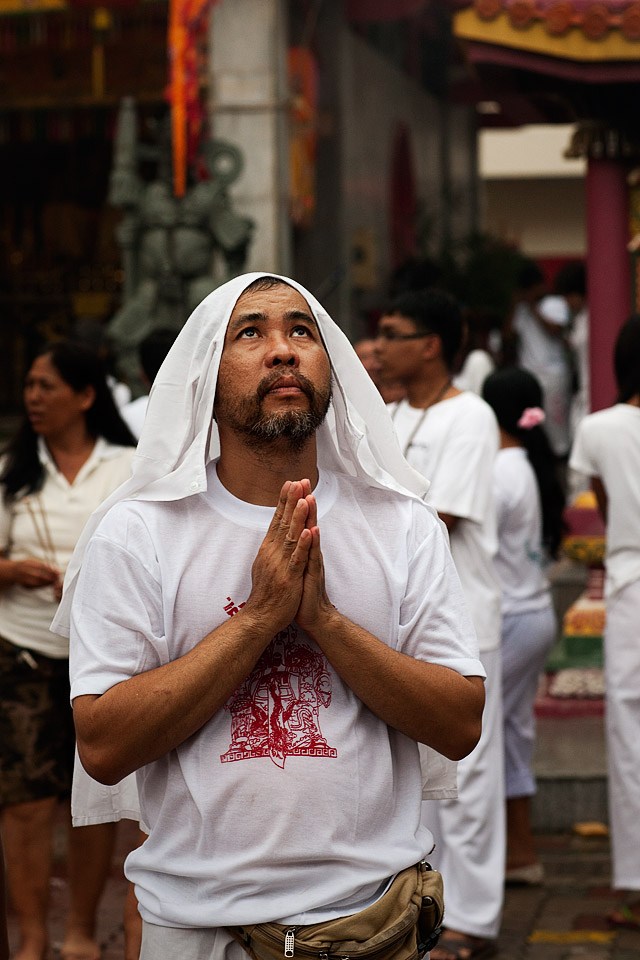 Devotee at the Vegetarian Festival in Phuket - Thailand,