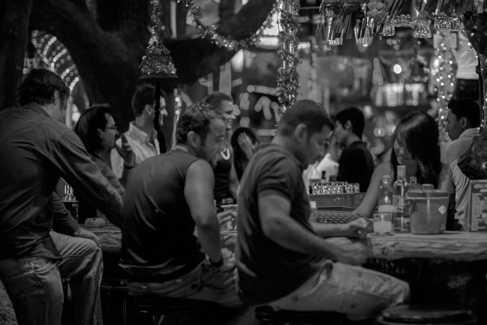 Playing connect four bar patong