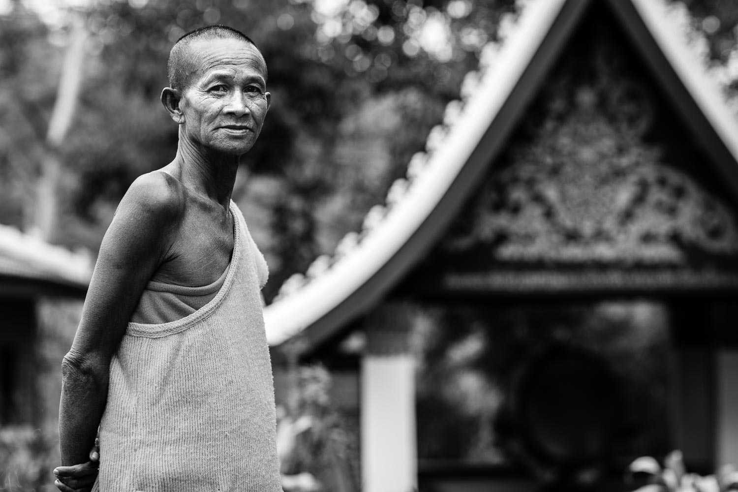 luang prabang wat chompet monk portrait