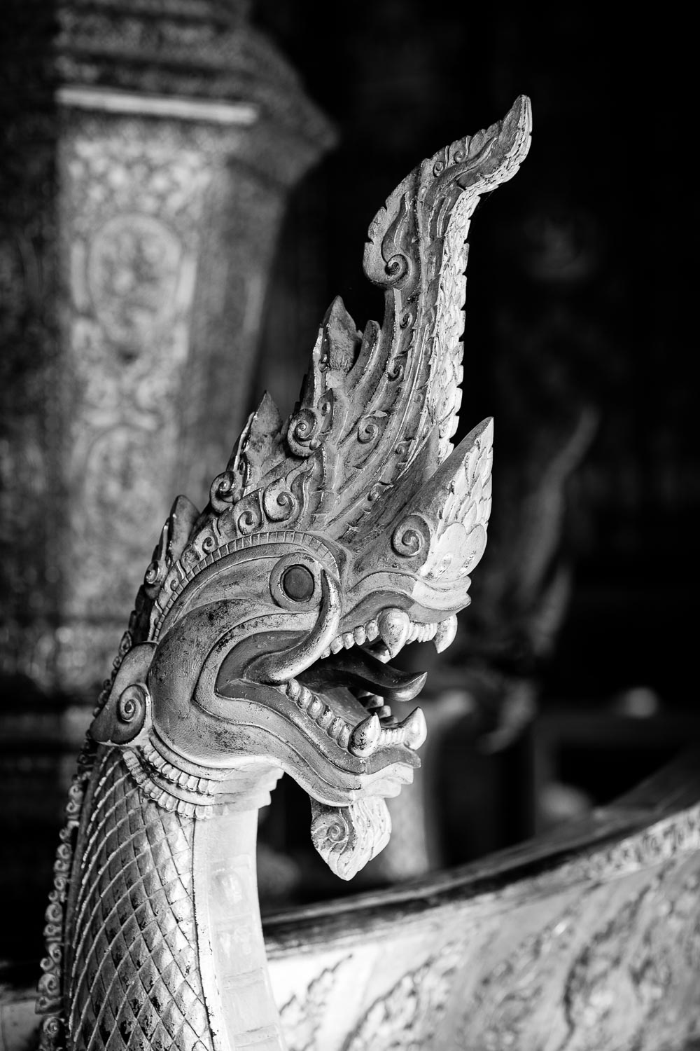 luang prabang temple naga carving